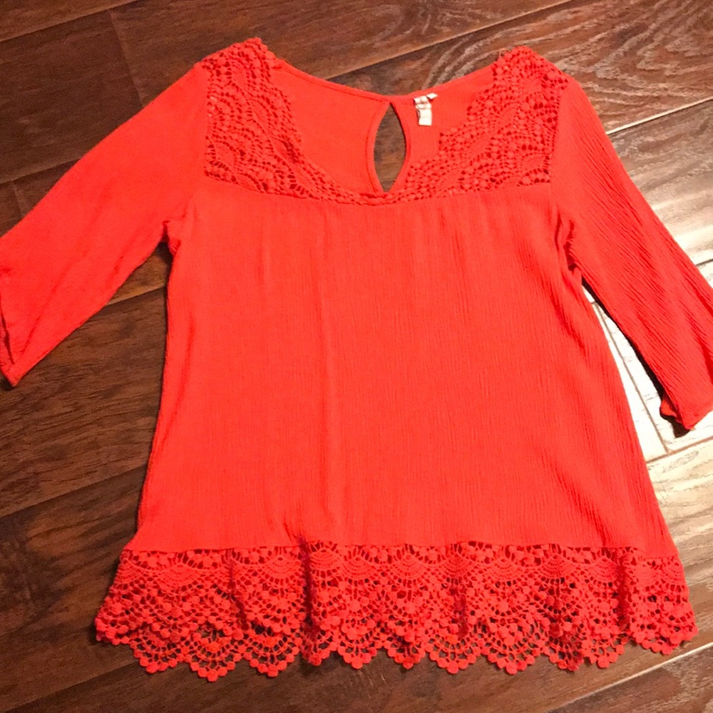 Red Camel coral colored top.